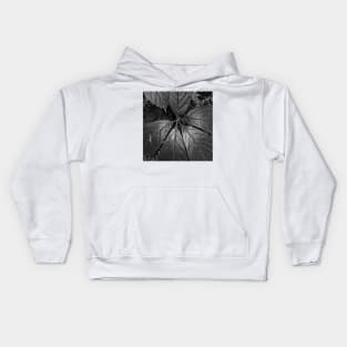 Black and White Big Leaves Kids Hoodie